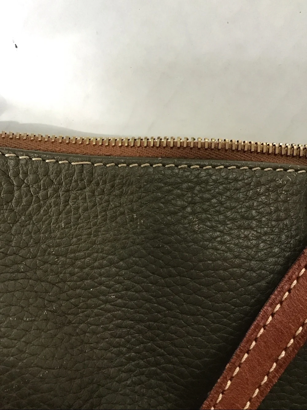 Dooney & Bourke Green Pebble Leather Crossbody with Brown Trim - Picture 10 of 14